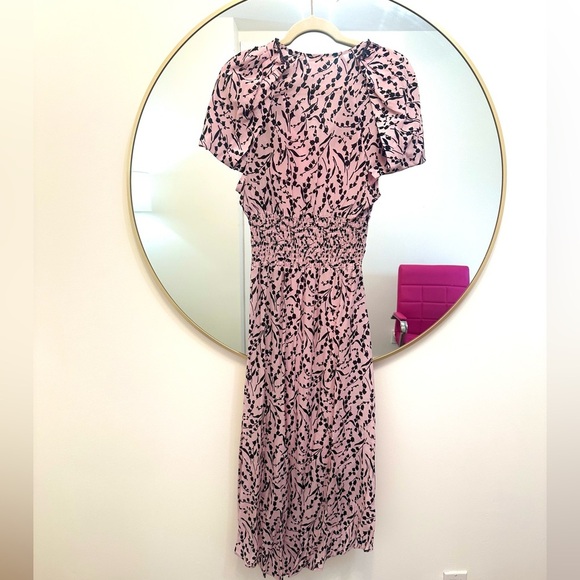 Maje pink and black 100% silk floral dress with slip size 1 - Picture 6 of 10